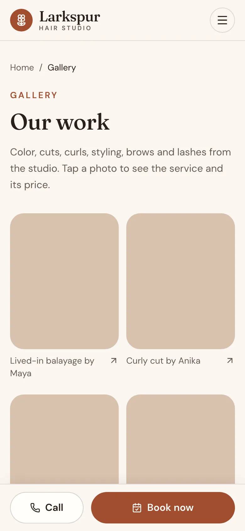 A gallery of salon work on a phone
